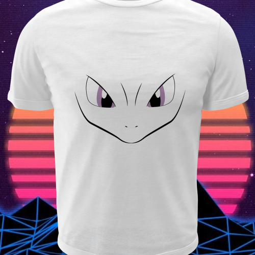 Polera blanca de Pokémon con diseño de Mewtwo