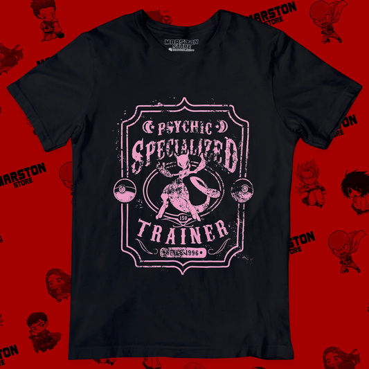 Polera negra de Pokémon con diseño de Mewtwo