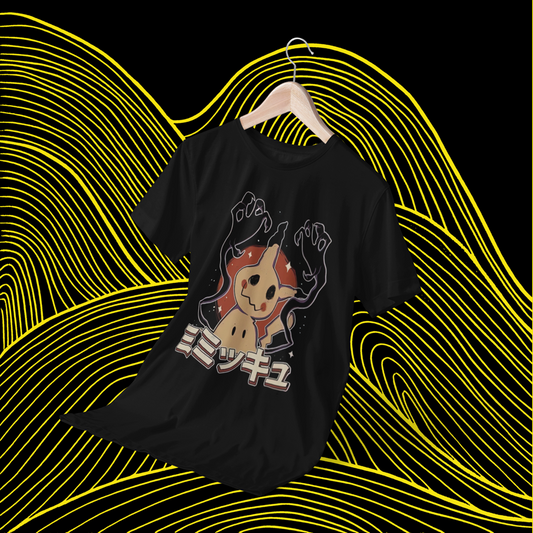 Polera negra de Pokémon con diseño de Mimikyu
