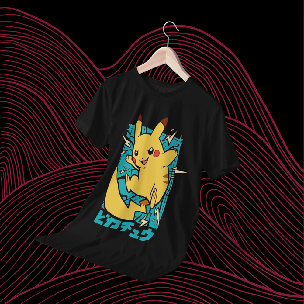 Polera negra de Pokémon con diseño de Pikachu