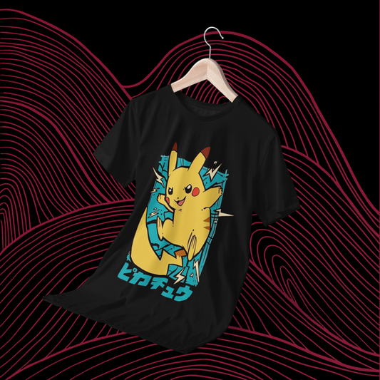 Polera negra de Pokémon con diseño de Pikachu