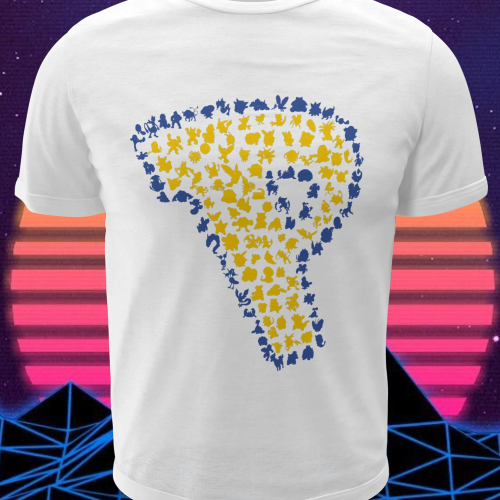Polera blanca de Pokémon con diseño de la primera generación de Kanto