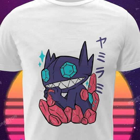 Polera blanca de Pokémon con diseño de Sableye