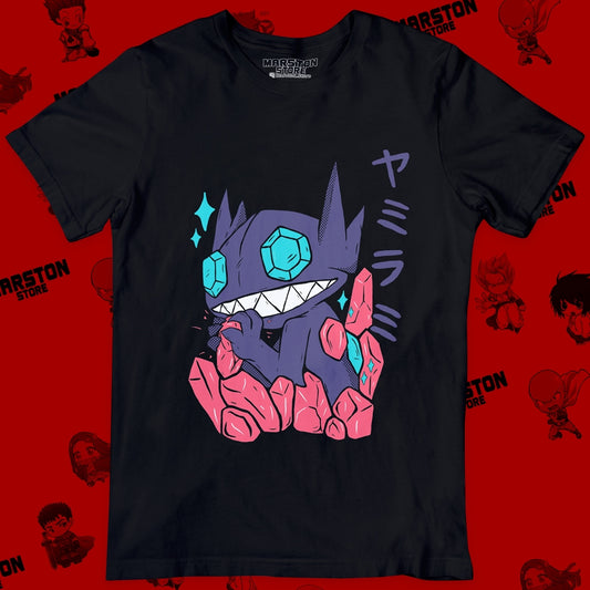 Polera negra de Pokémon con diseño de Sableye