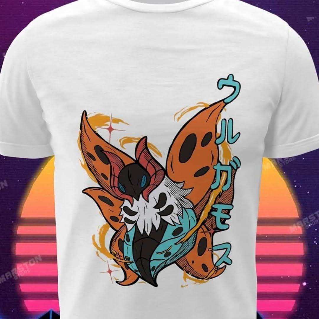 Polera blanca de Pokémon con diseño de Volcarona