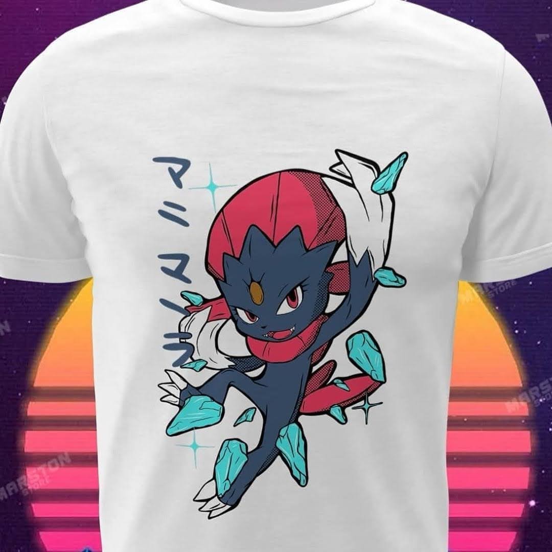 Polera blanca de Pokémon con diseño de Weavile