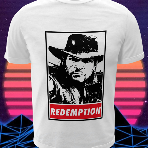 Polera blanca con diseño de Red Dead Redemption
