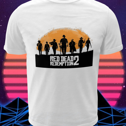 Polera blanca con diseño de Red Dead Redemption