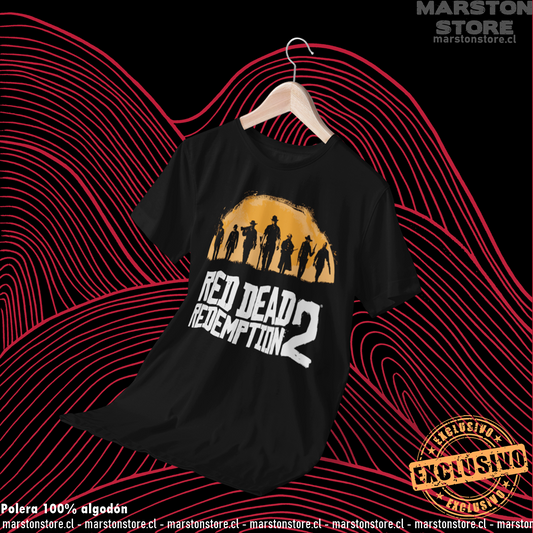 Polera negra Red Dead Redemption con diseño de John Marston