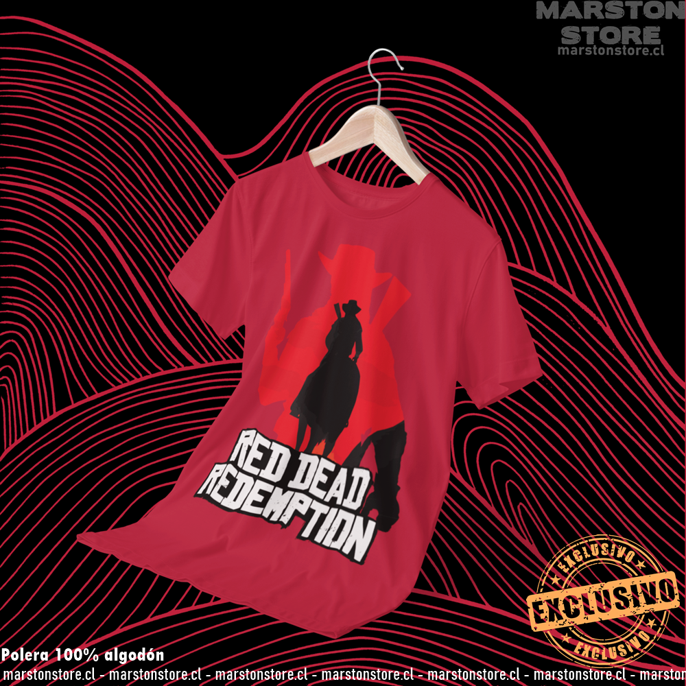 Polera roja Red Dead Redemption con diseño de John Marston