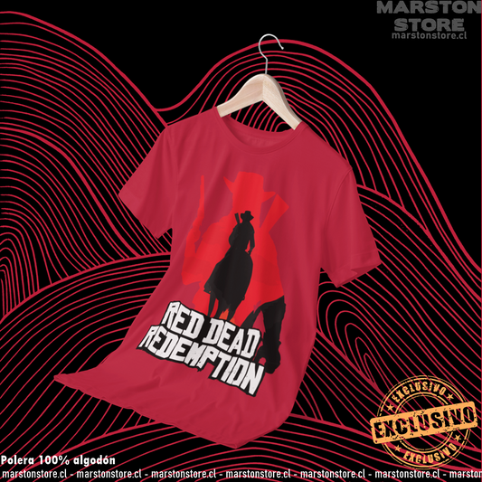 Polera roja Red Dead Redemption con diseño de John Marston