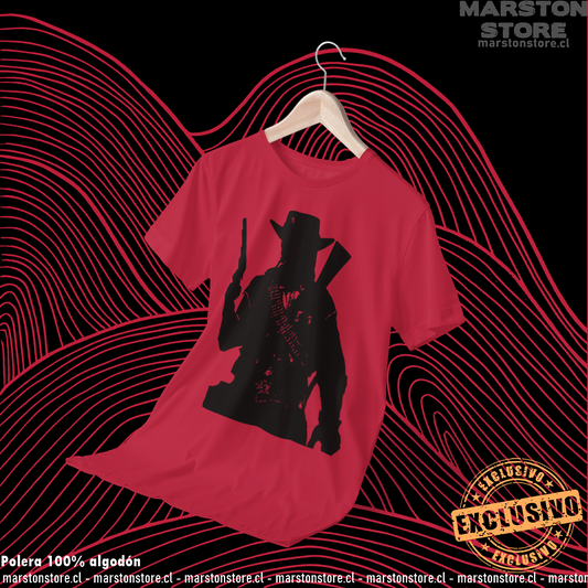 Polera roja Red Dead Redemption con diseño de John Marston