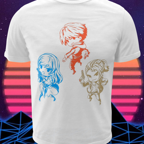 Polera blanca con diseño de Resonance of Fate