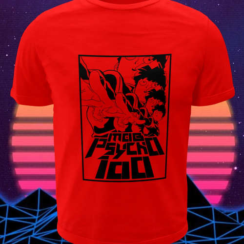 Polera roja de Mob Psycho 100 con Shigeo Kageyama, Mob