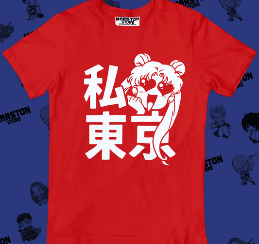 Polera roja de Sailor Moon con diseño anime