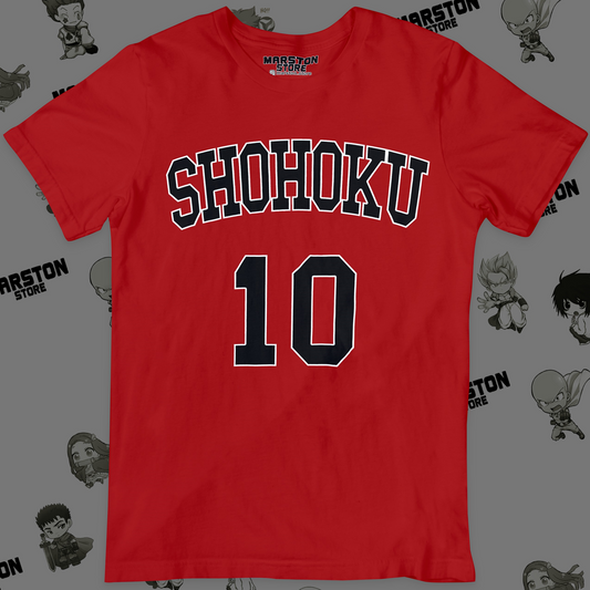 Polera roja de Slam Dunk con Shohoku