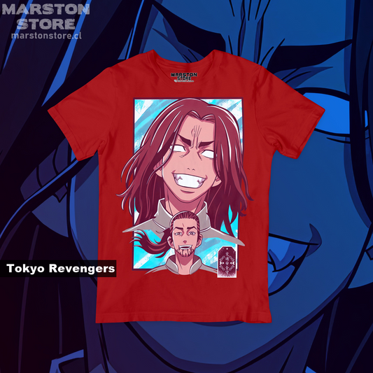 Polera roja de Tokyo Revengers con Keisuke Baji