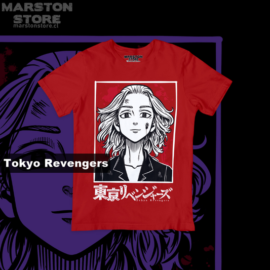 Polera roja de Tokyo Revengers con Manjiro Sano (Mikey)