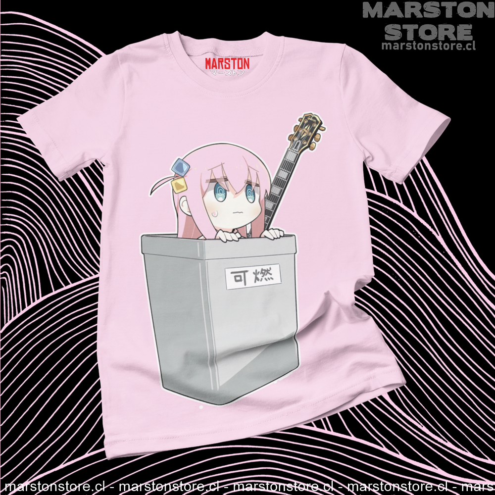 Polera rosada de Bocchi the Rock! con Hitori Gotoh