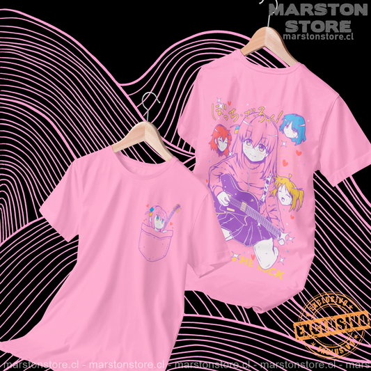 Polera rosada de Bocchi the Rock! con Hitori Gotoh