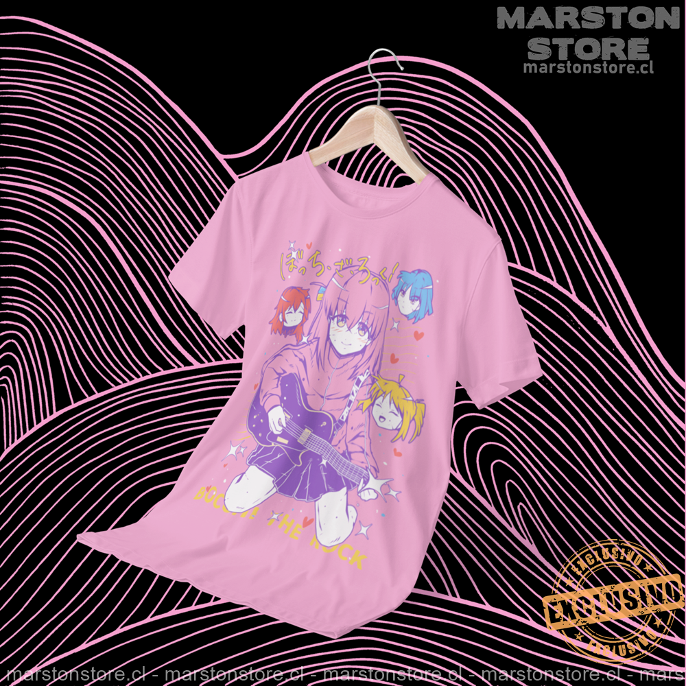 Polera rosada de Bocchi the Rock! con Hitori Gotoh