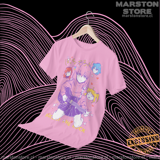 Polera rosada de Bocchi the Rock! con Hitori Gotoh