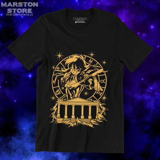 Polera negra de Saint Seiya / Los Caballeros del Zodiaco con Afrodita de Piscis