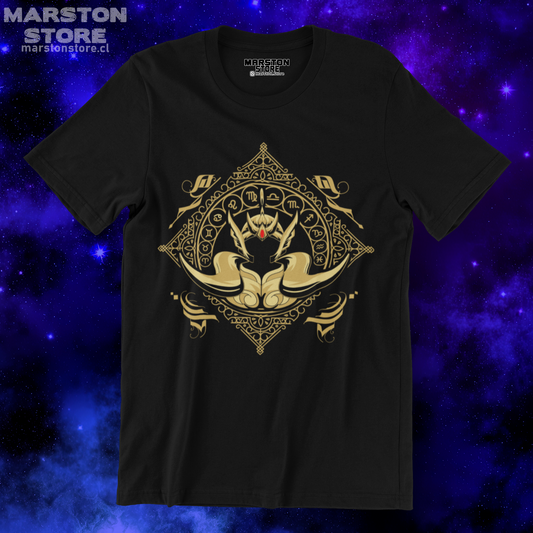 Polera negra de Saint Seiya / Los Caballeros del Zodiaco con diseño de Aries