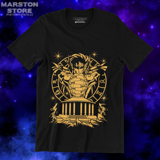 Polera negra de Saint Seiya / Los Caballeros del Zodiaco con Camus de Acuario