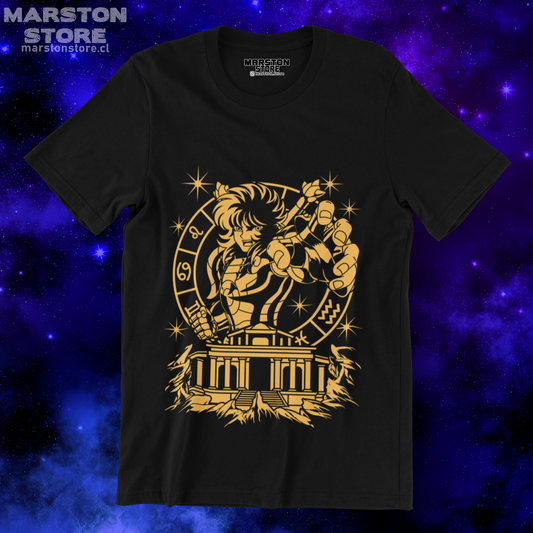 Polera negra de Saint Seiya / Los Caballeros del Zodiaco con Dohko de Libra