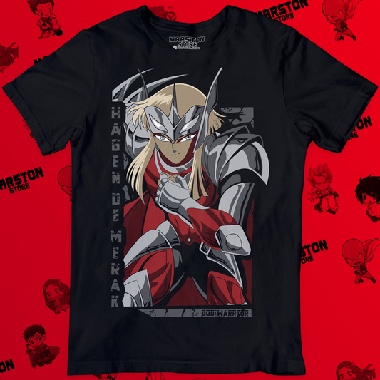 Polera negra de Saint Seiya / Los Caballeros del Zodiaco con Hagen de Merak