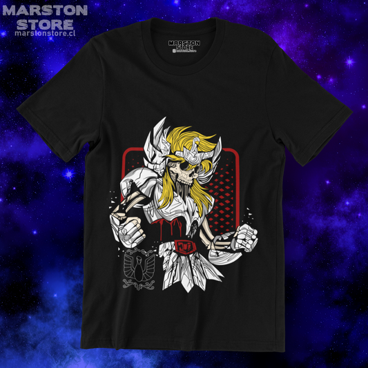 Polera negra de Saint Seiya / Los Caballeros del Zodiaco con Hyoga de Cisne