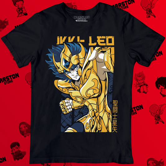 Polera negra de Saint Seiya / Los Caballeros del Zodiaco con Ikki de Leo