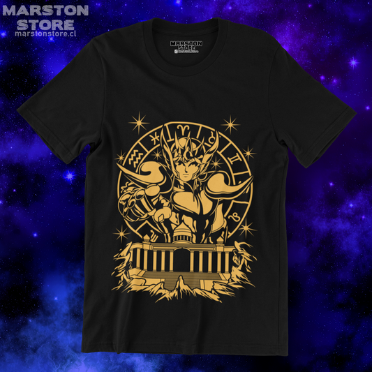 Polera negra de Saint Seiya / Los Caballeros del Zodiaco con Mu de Aries