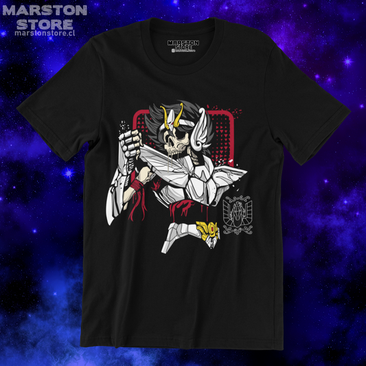 Polera negra de Saint Seiya / Los Caballeros del Zodiaco con Seiya de Pegaso
