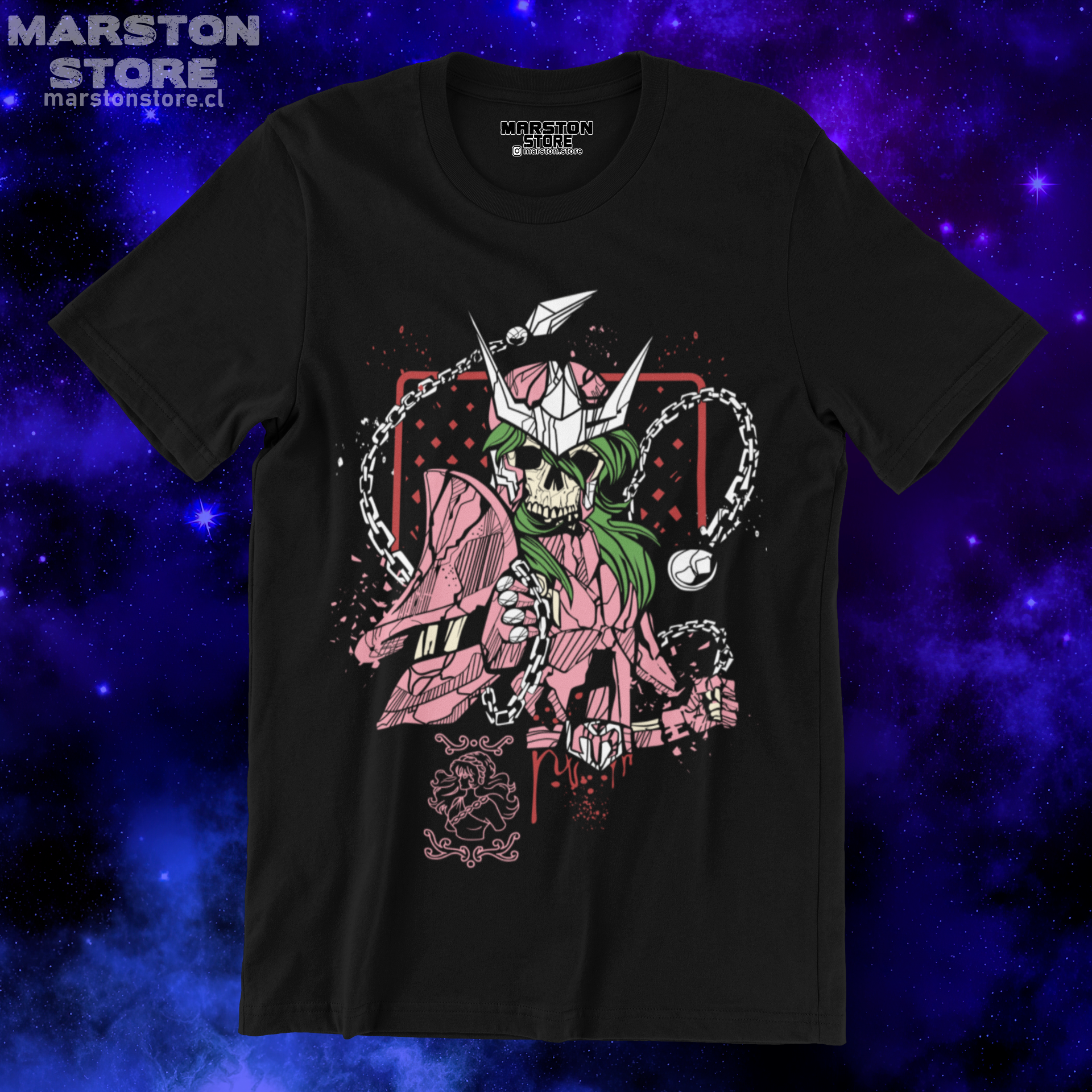 Polera negra de Saint Seiya / Los Caballeros del Zodiaco con Shun de Andrómeda