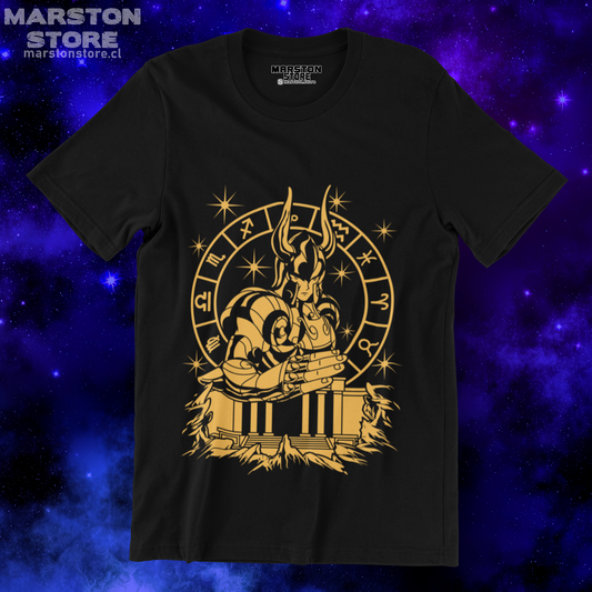 Polera negra de Saint Seiya / Los Caballeros del Zodiaco con Shura de Capricornio