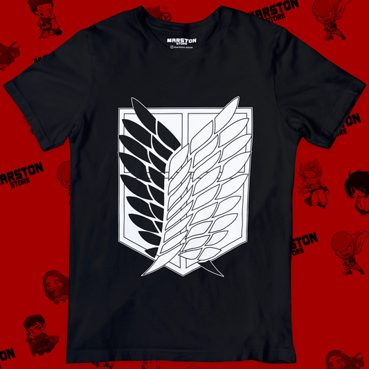 Polera negra Shingeki no Kyojin con diseño de las Alas de la Libertad