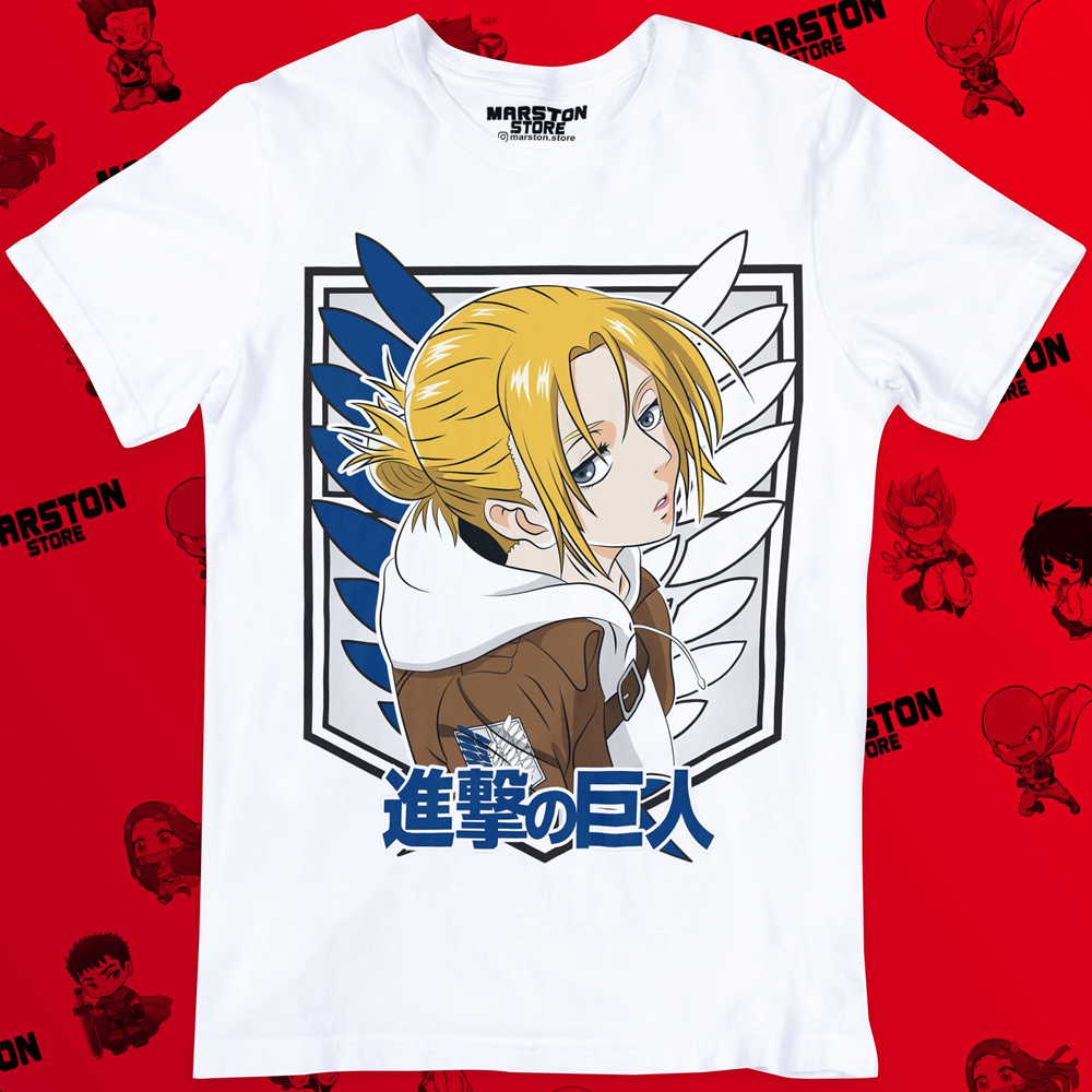 Polera blanca Shingeki no Kyojin con diseño de Annie Leonhart