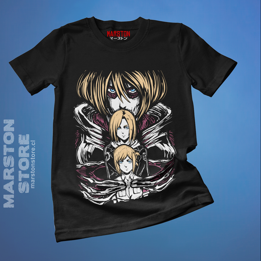 Polera negra Shingeki no Kyojin con diseño de Annie Leonhart