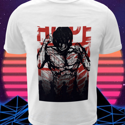 Polera blanca con diseño de Shingeki no Kyojin