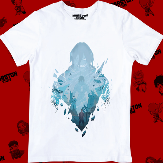 Polera blanca con diseño de Shingeki no Kyojin
