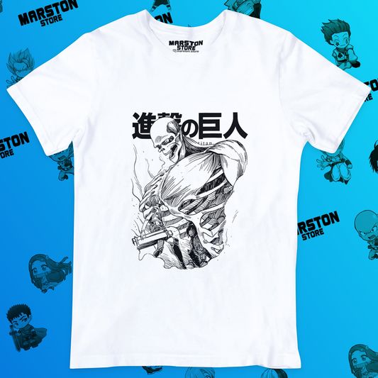 Polera blanca con diseño de Shingeki no Kyojin