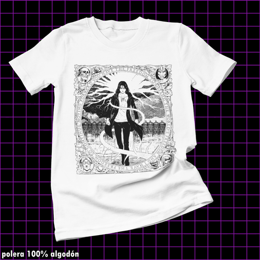 Polera blanca Shingeki no Kyojin con diseño de Eren Jaeger