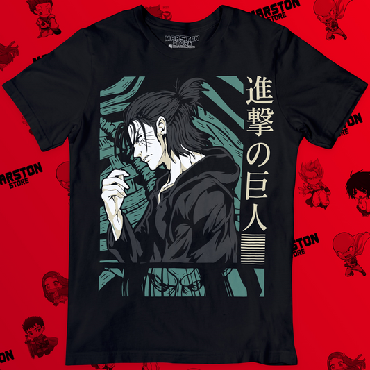 Polera negra Shingeki no Kyojin con diseño de Eren Jaeger