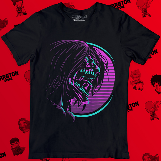 Polera negra Shingeki no Kyojin con diseño de Eren Jaeger