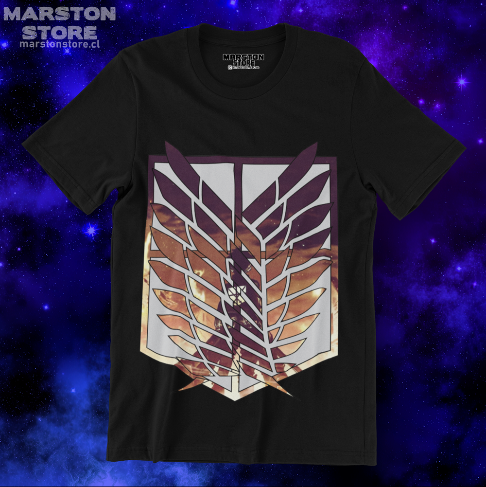 Polera negra Shingeki no Kyojin con diseño de Eren Jaeger