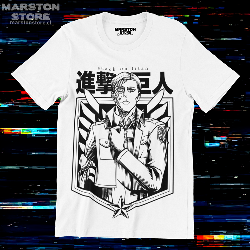 Polera blanca Shingeki no Kyojin con diseño de Erwin Smith