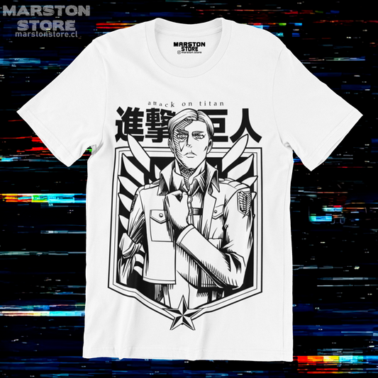 Polera blanca Shingeki no Kyojin con diseño de Erwin Smith