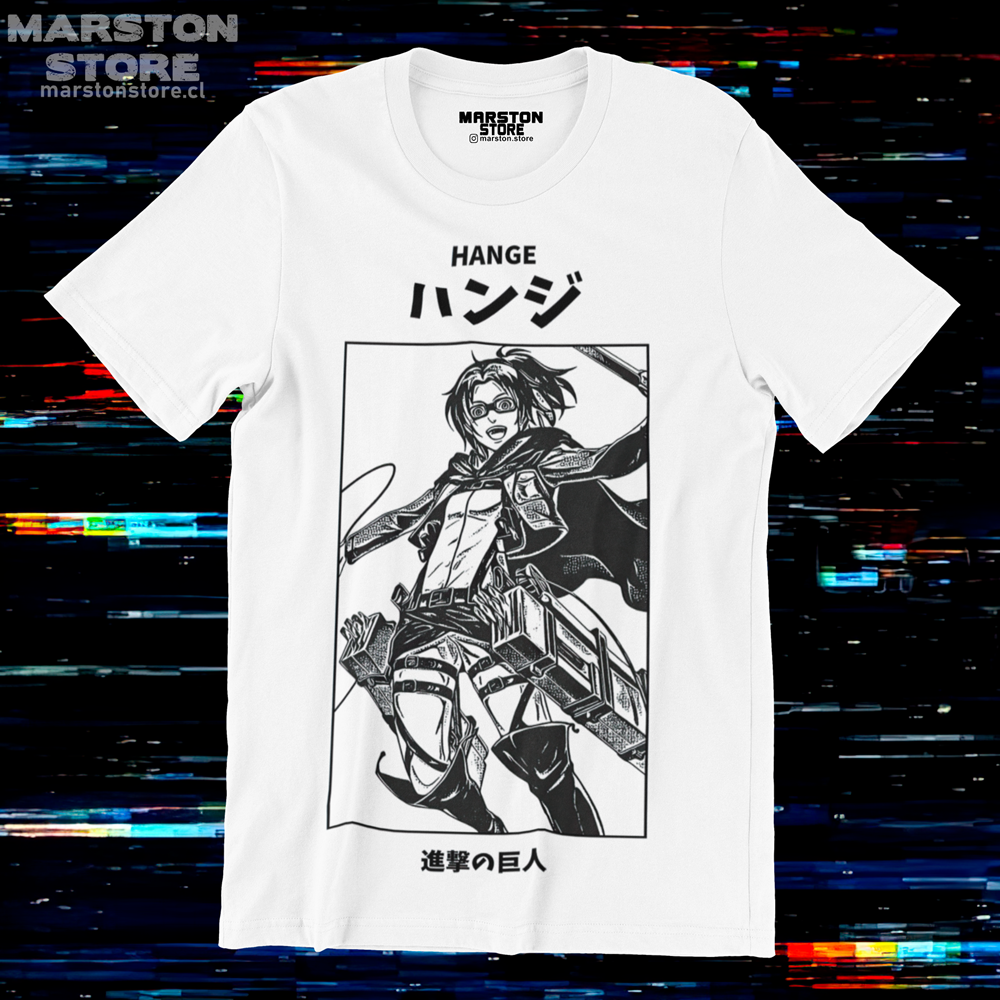 Polera blanca Shingeki no Kyojin con diseño de Hange Zoë